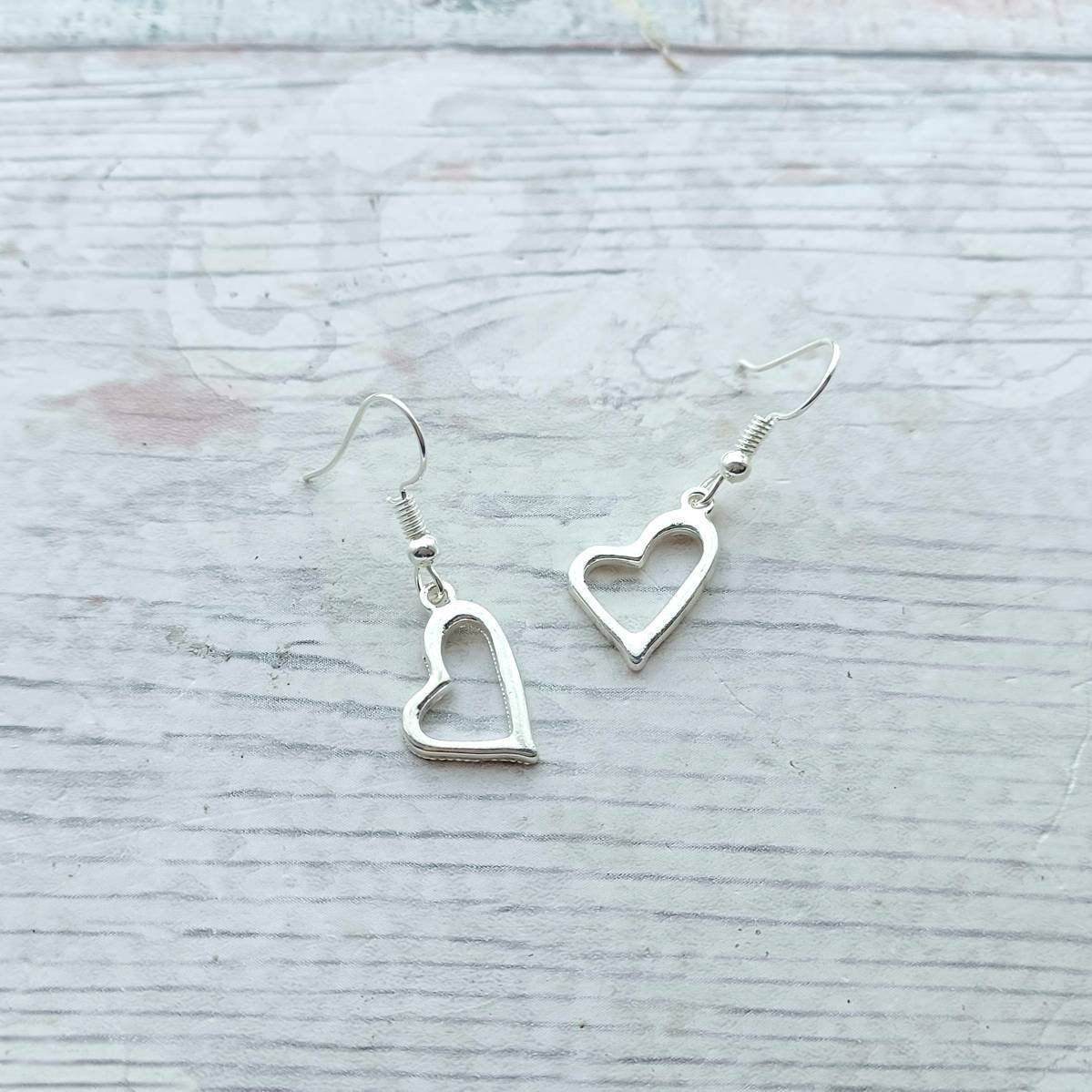 Heart earrings, i love you jewellery, valentines day gift, anniversary present, gift for wife, wedding jewellery, bride earrings