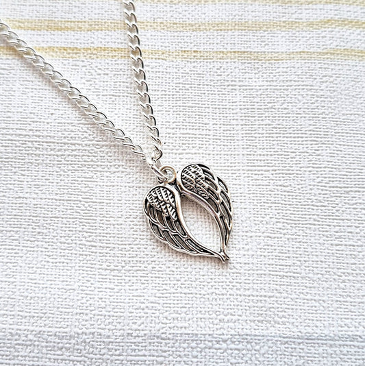 Angel wing necklace, memorial gift, guardian angel jewellery, bridal jewellery, present for mum, baby loss necklace