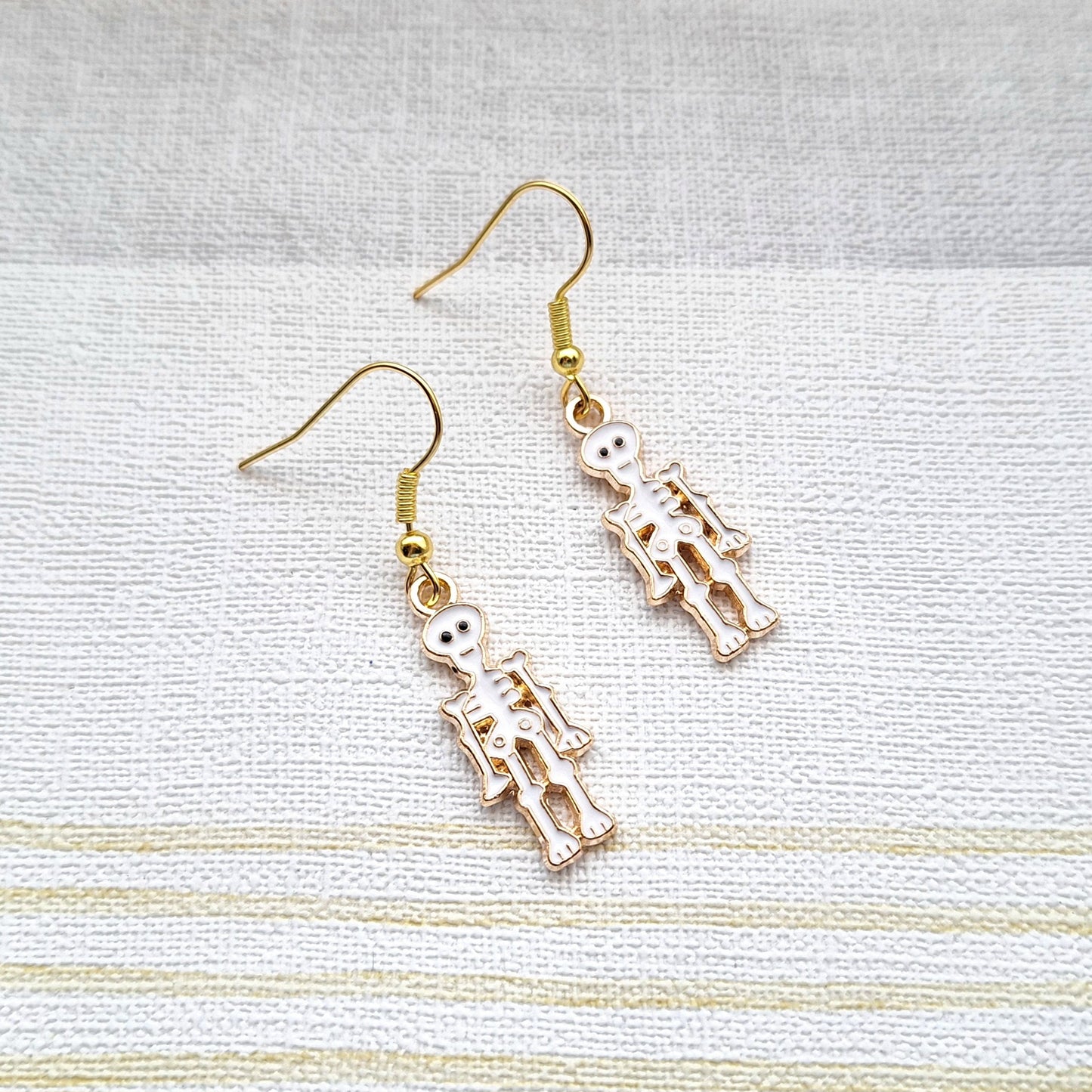 Skeleton earrings, halloween jewellery, pirate jewelry, supernatural earrings, gifts for goths, spooky skull earrings