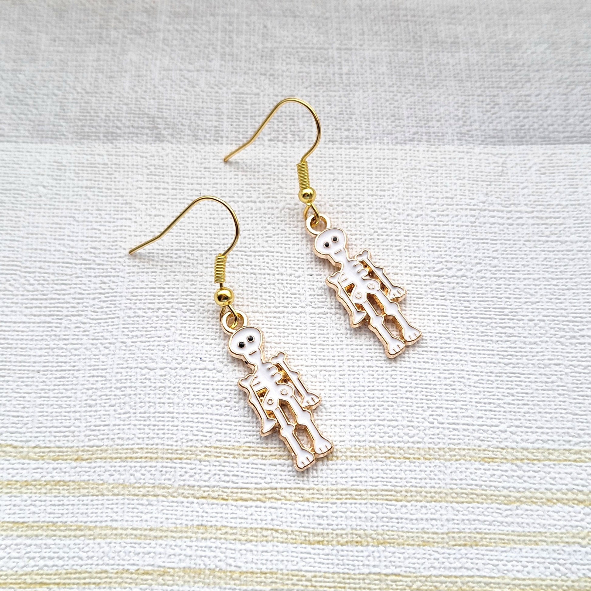 Skeleton earrings, halloween jewellery, pirate jewelry, supernatural earrings, gifts for goths, spooky skull earrings
