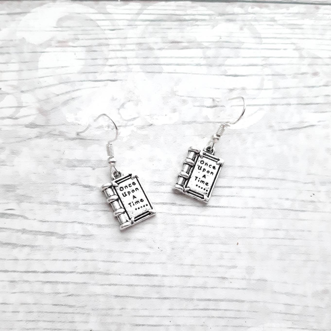 Once upon a time earrings, book lover gift, teacher appreciation present, book jewellery, writer earrings, author gift