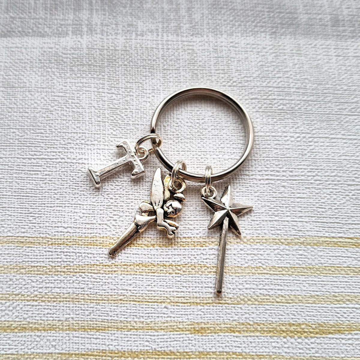 Fairy keyring, fairy godmother keychain, whimsical wand gift, tooth fairy present, personalised initial keyring