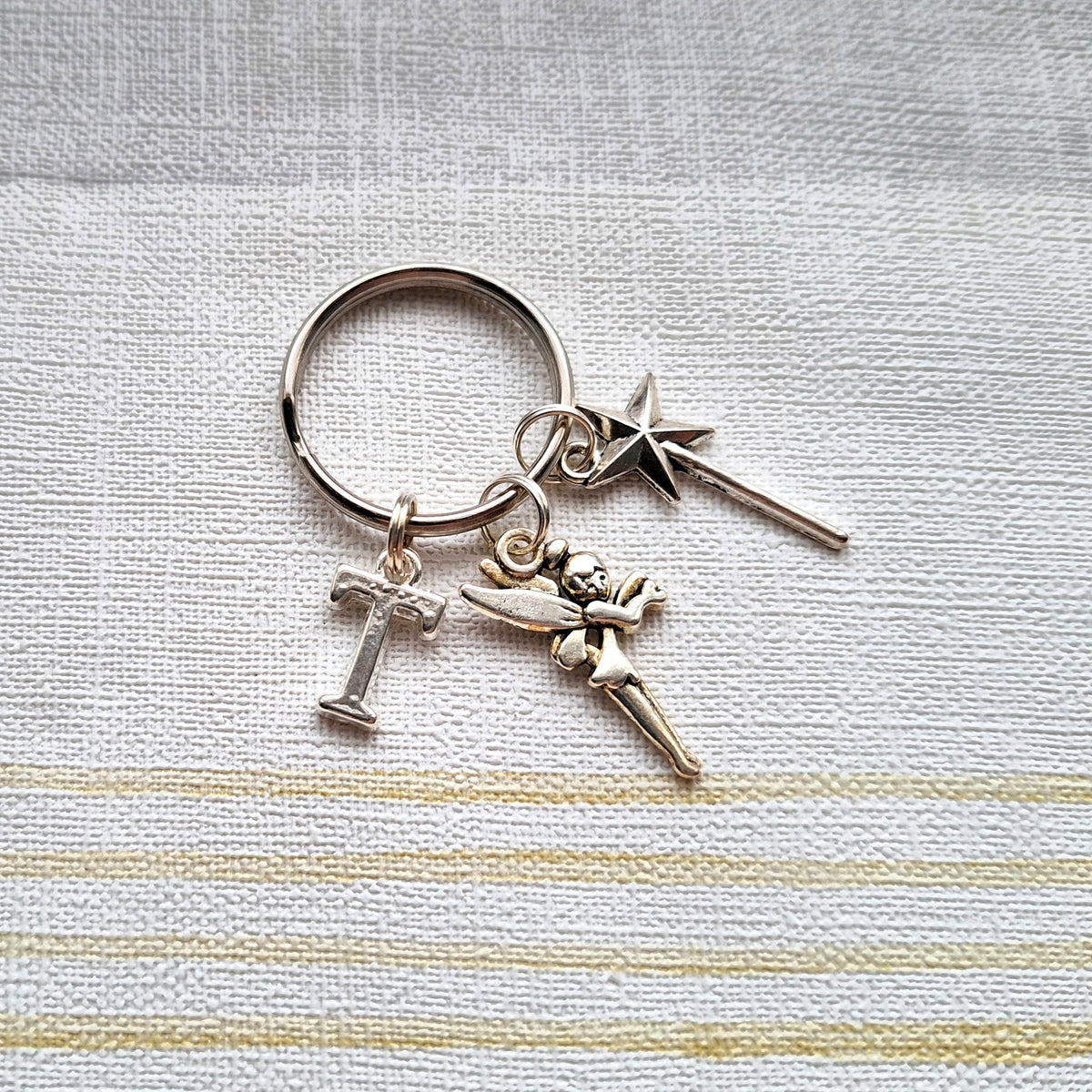 Fairy keyring, fairy godmother keychain, whimsical wand gift, tooth fairy present, personalised initial keyring
