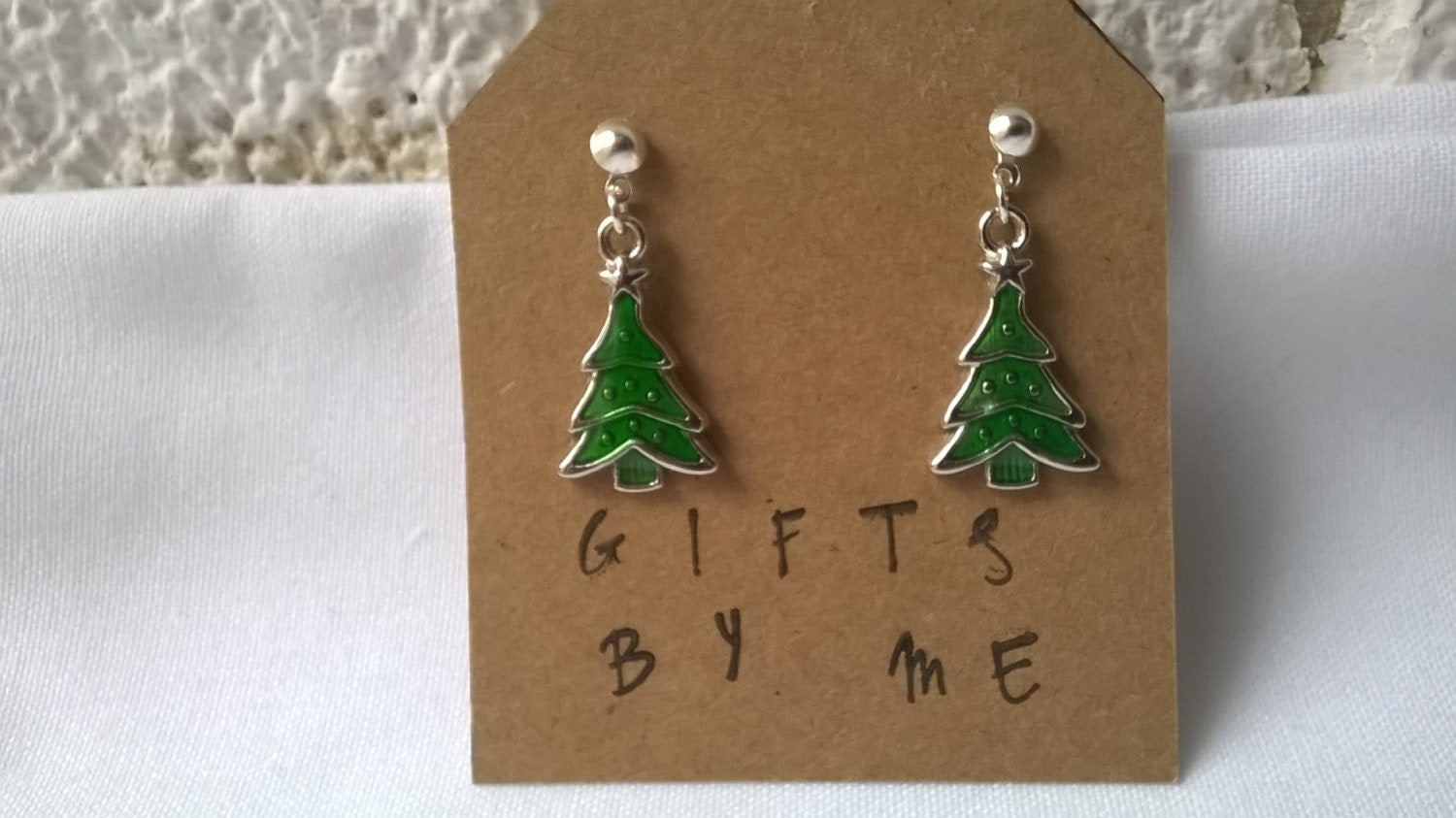 Christmas tree earrings, xmas tree jewellery, fun festive jewellery, stocking filler, holiday jewellery for kids