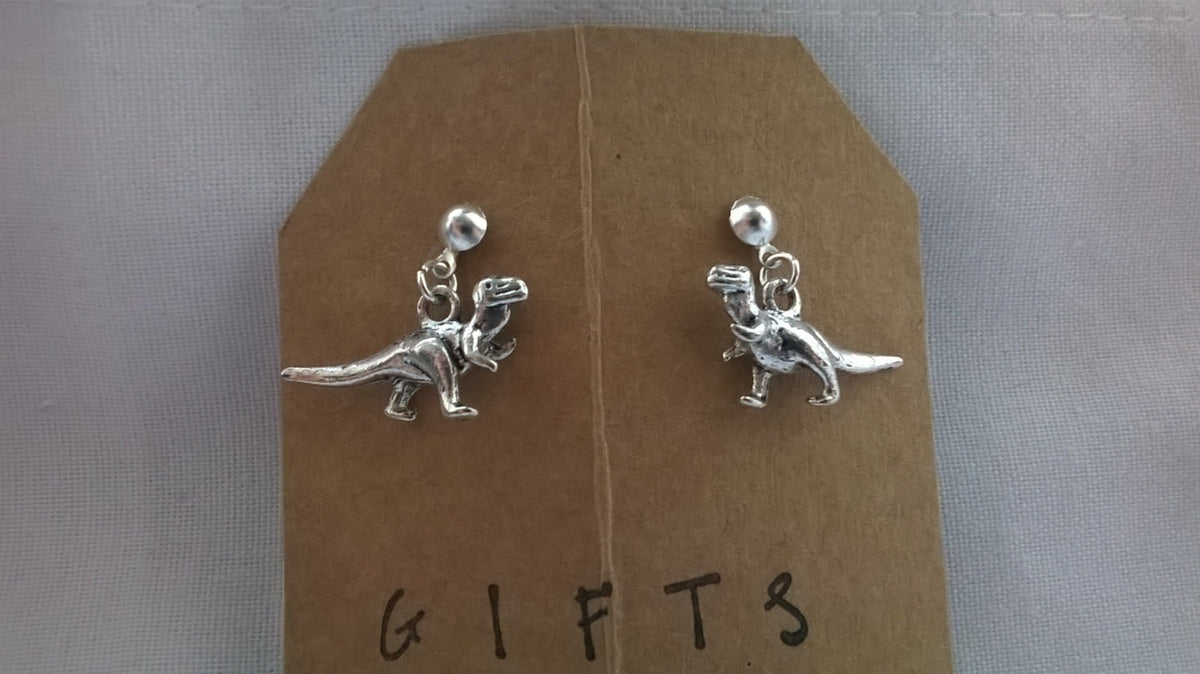 dinosaur earrings, t-rex earrings, dino jewellery, quirky jewelry, trex gift, raptor earrings, gifts for kids, tyrannosaurus lover
